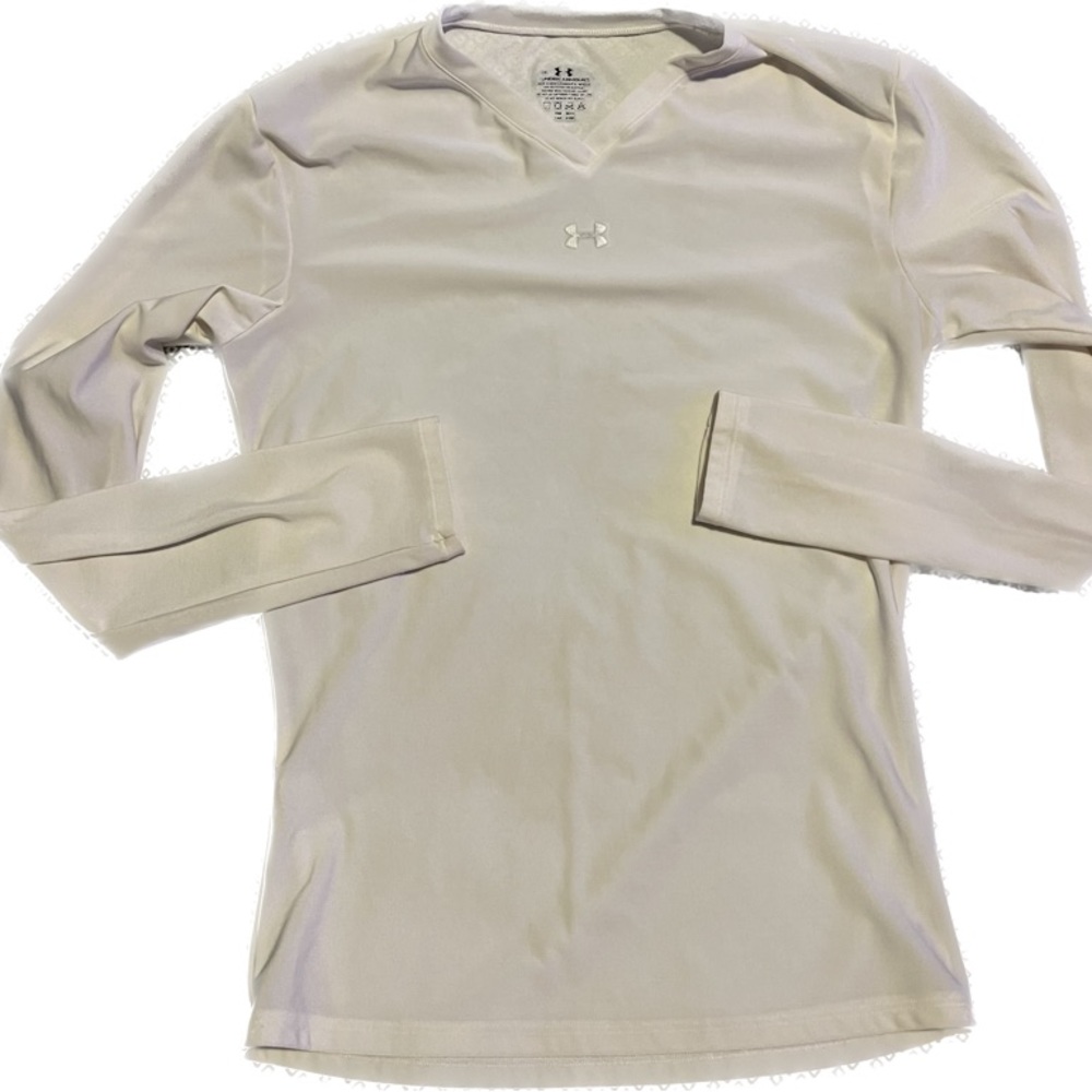 UA Unisex white fitted long-sleeve dry fit shirt